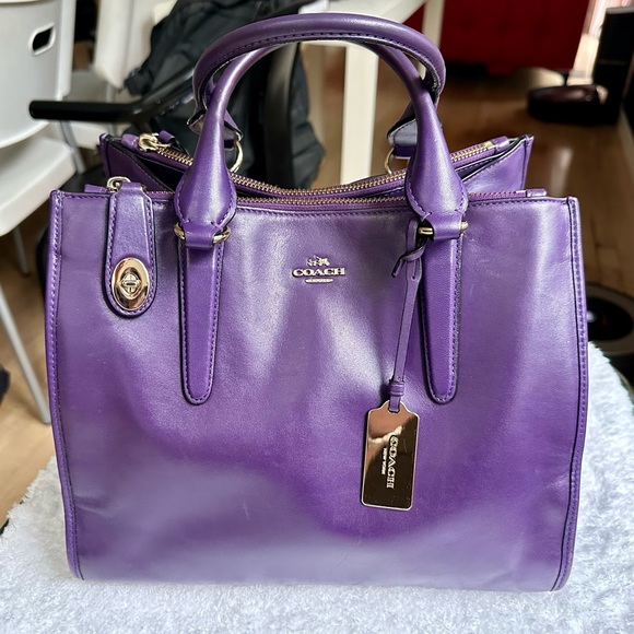 Coach Handbags - Coach Smooth Leather Crosby Carryall Purple